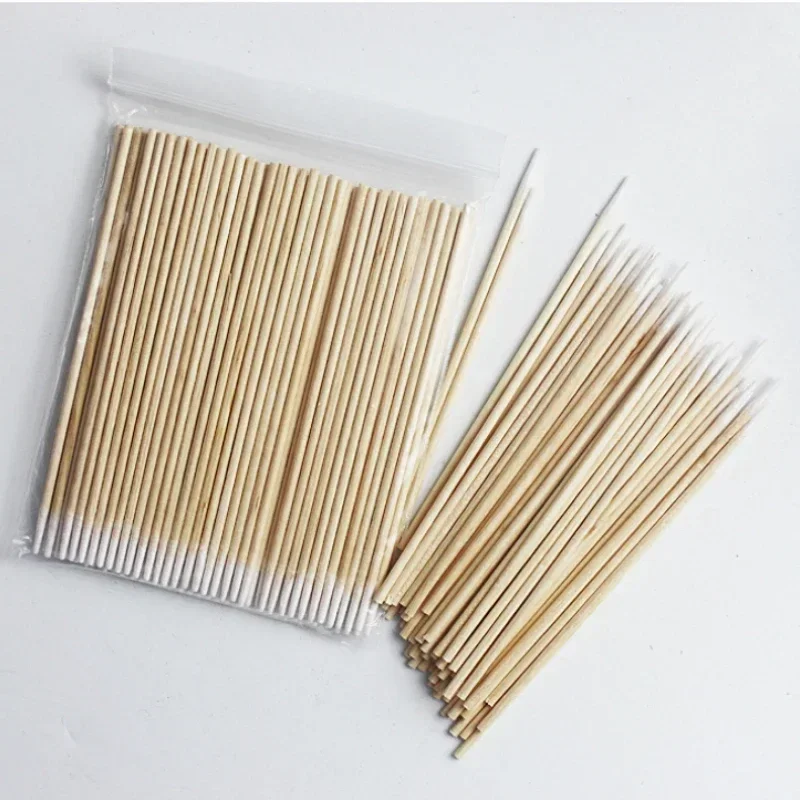 100-500 piezas de hisopos de algodón de madera para uñas, palitos con punta de algodón, corrector de detalles de manicura, removedor de esmalte, herramienta de arte 2