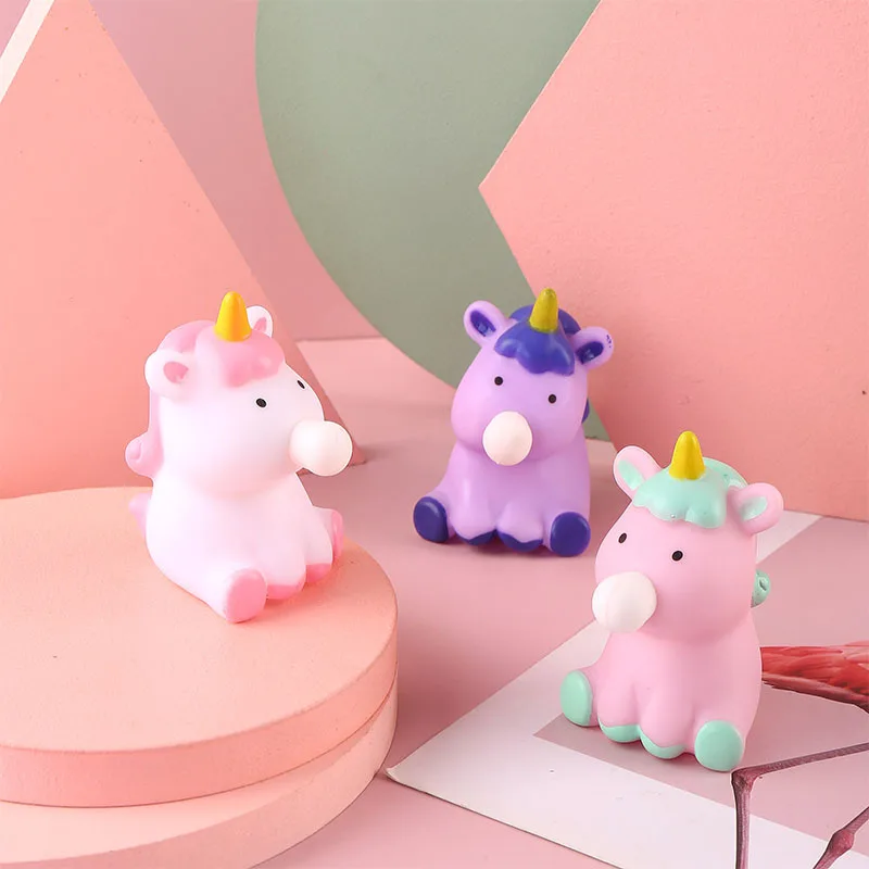 Cartoon Unicorn Soft Spit Bubble Toy Cute Animal Ball Soft Sticky Squishi Stress Relief Squeeze Ball Sensory Fidget Funny Toy