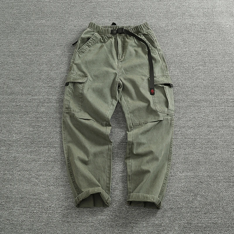 

Мужские рабочие брюки Thiened Heavy-Du Canvas, уличные военные брюки, полностью хлопковые тканые частицы, многоэтажные свободные повседневные брюки...