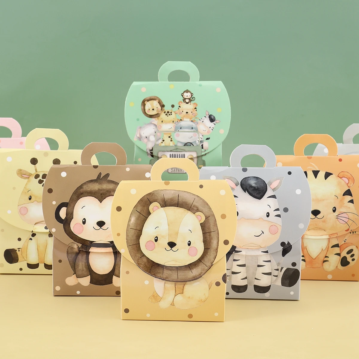 Jungle Animals Candy Boxes Jungle Safari Birthday Party Decoration Kids Gift Packaging Box Wild One Baby Shower Gifts Box