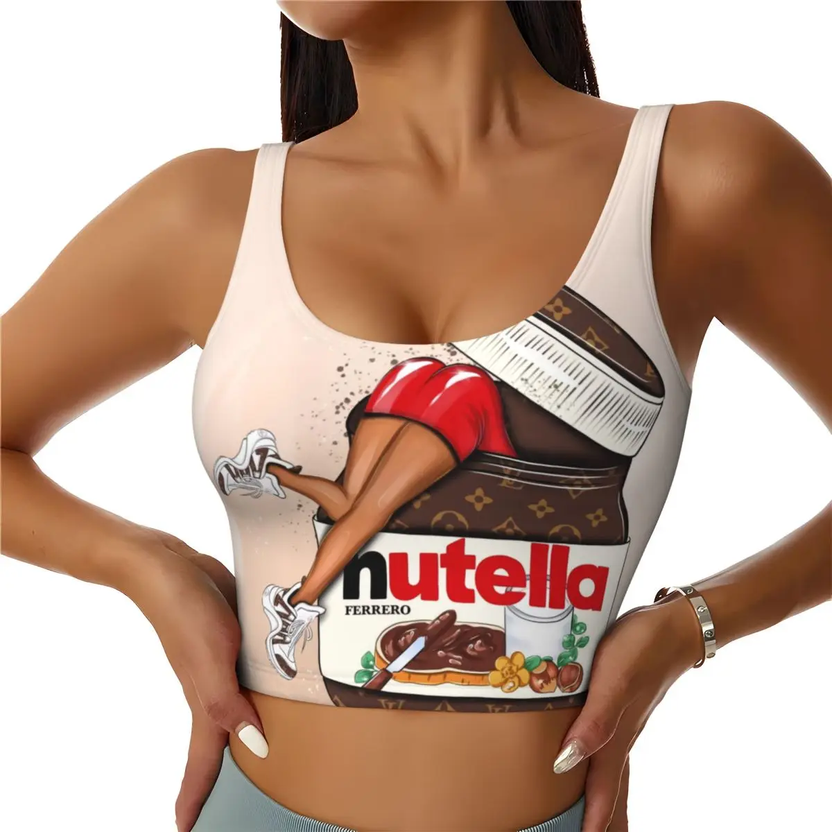 

Женские итальянские спортивные бюстгальтеры Nutellas Jar, ударопрочные укороченные топы для тренировок в тренажерном зале, йоги