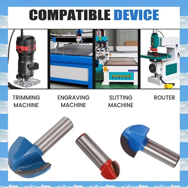 

A11I 3 шт. фрезы, набор фрез с хвостовиком 1/2 дюйма, диаметр 3/4 дюйма, 1-1/4 дюйма, набор круглых носовых бит 1-5/8 дюйма