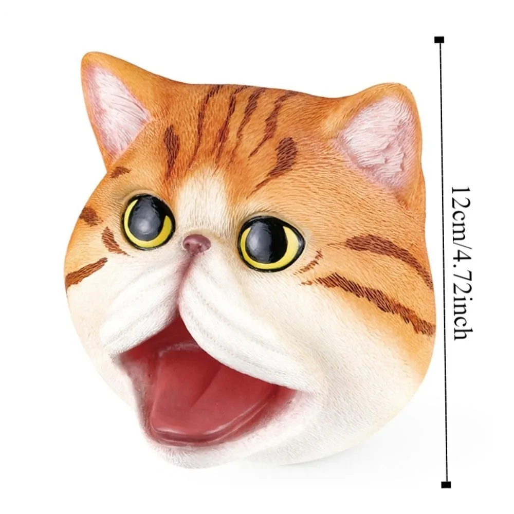 Vinyl Dierenkop Handpop Zacht Simulatie Kat Figuur Speelgoed Handschoenen Interactief Plagen Huisdier Kat Hoofd Model Speelgoed Verjaardagscadeautjes