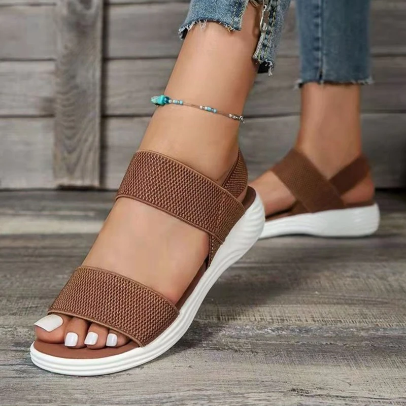 

Women's Wedge Heel Platform Cozy Sandals Ladies Outdoor Beach Sandals Elastic Band Designer Shoes Sandals Women Summer New 2023
