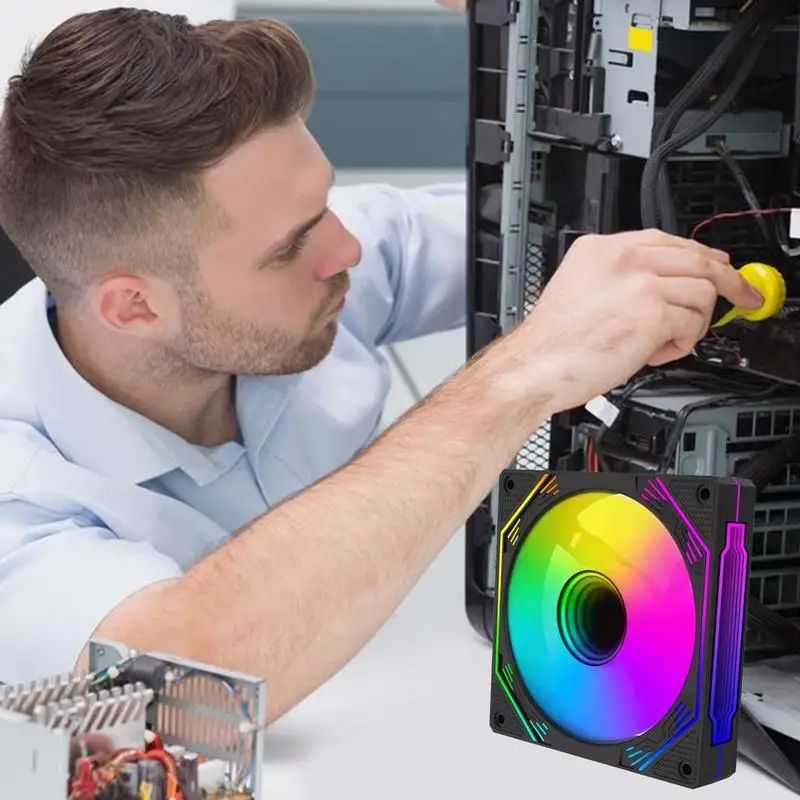 Computer Case Fan Computer Cabinet Cooler CPU Fan ARGB Case Cooler Fan 4pin PWM Silent Computer For Computer Case Liquid