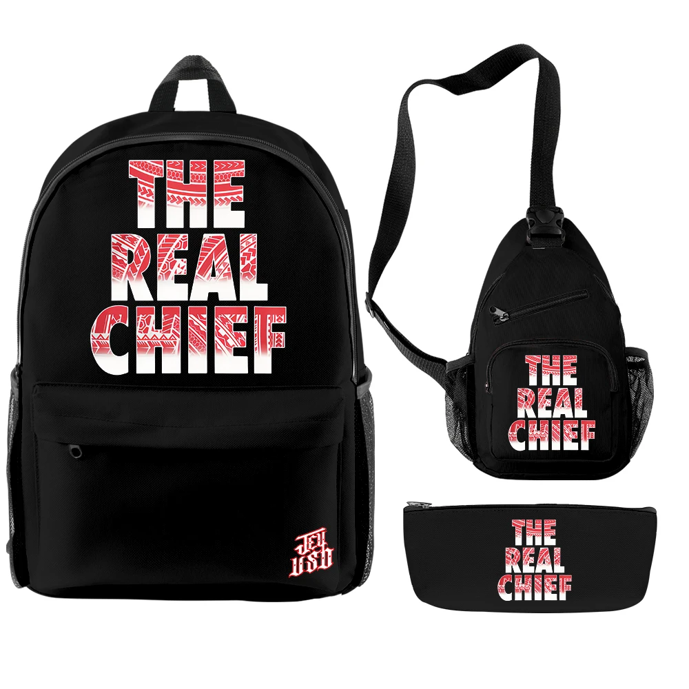 Jey Uso The Real Chief Merch Mochila para homens e mulheres, mochila casual, sacos de viagem, mochila, bolsa de ombro, Unise Packsack, 3 peças por conjunto