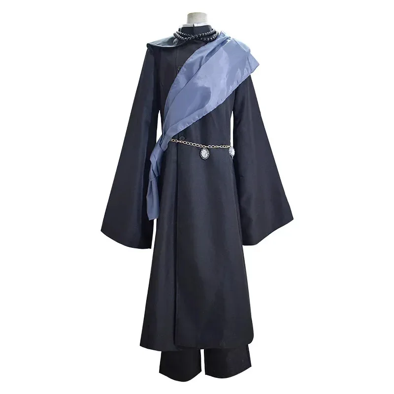 CyAnime Black Butler Kuroshitsuji Undertaker Strój Cosplay na Halloween Pełny Zestaw z Łańcuchem i Kapeluszem Kostium Anime