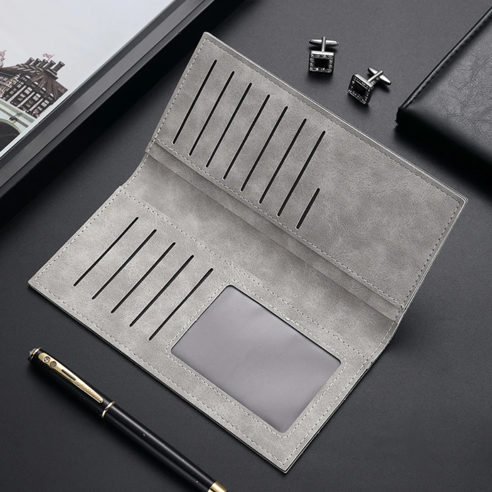 Vintage Long Section Soft PU Wallet For Men Bags Slim Purse Male Simple Purses Casual Business Money Coin Credit Cards Holders