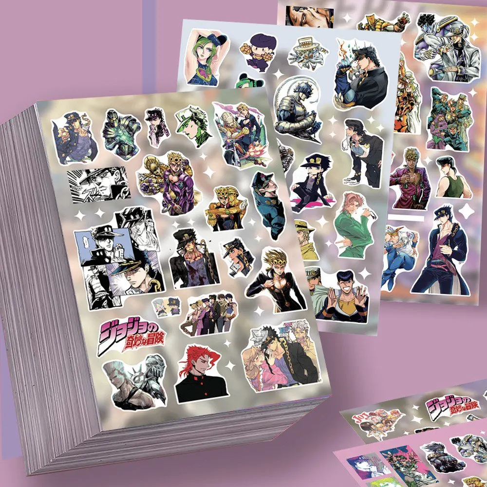 8 Sheets Anime JoJo Bizarre Adventure Stickers Kujo Jotaro Cartoon Decal DIY Suitcase Car Notebook Cool Josef Joestar Sticker