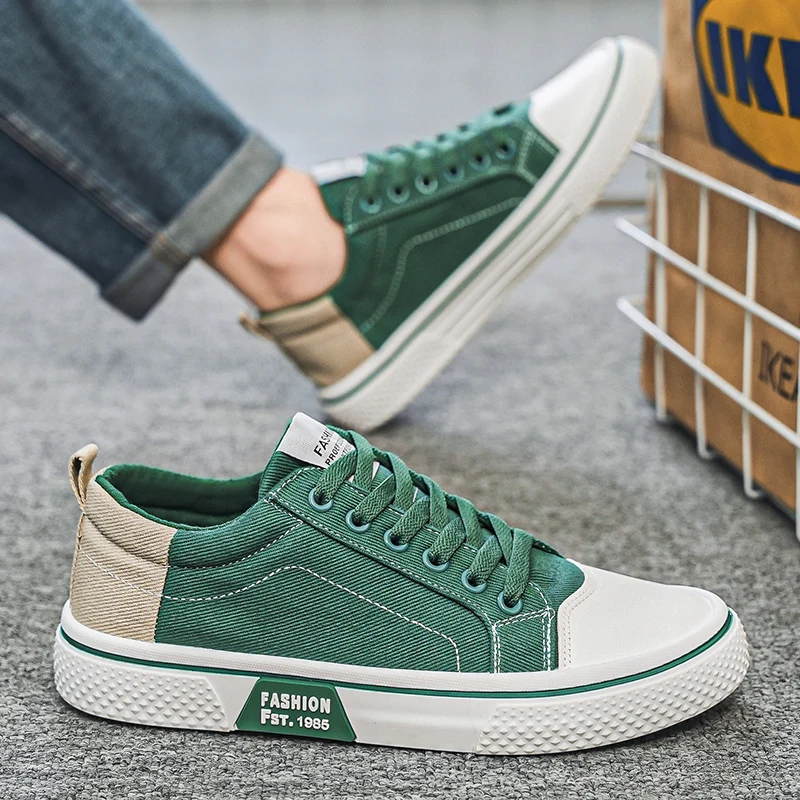 

Men Canvas Shoes High Quality Solid Color Fashion Flat Simple Casual Lace Up Sneakers Hot Sale Tenis Masculino Zapatillas