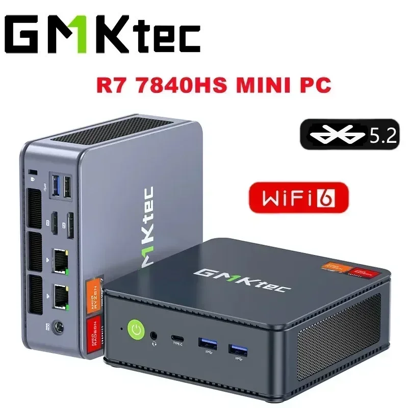 GMKtec K6 MINI PC R7 7840HS to 5.1GHz Wins 11 Pro DDR5 5600M NVME SSD PCIE 4.0 WIFI6 BT5.2 Dual 2.5G Lan Desk Mini PC