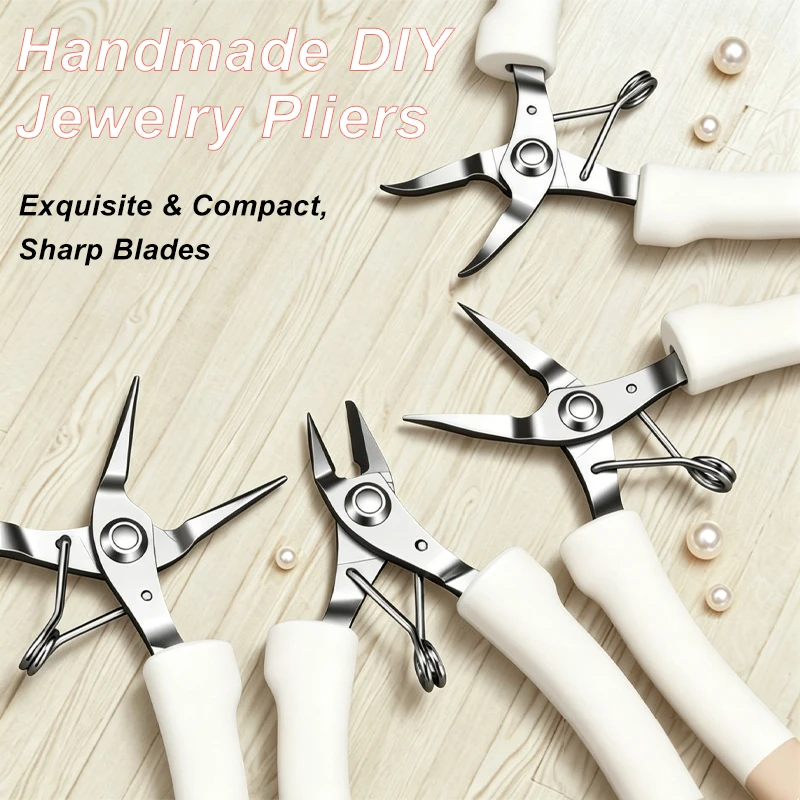 Stainless Steel Rubber Grip 3Pcs Mini Jewelry Pliers Set Needle Nose Round Bent Diagonal Cutter Jewelry Making Gem Setting Hand