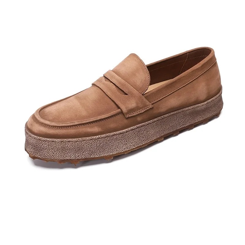 

Designer Fashion Slip on Loafers Men's Genuine Leather Thick Sole Casual Oxfords Male Leather Shoes Youth Outdoor Work Formal