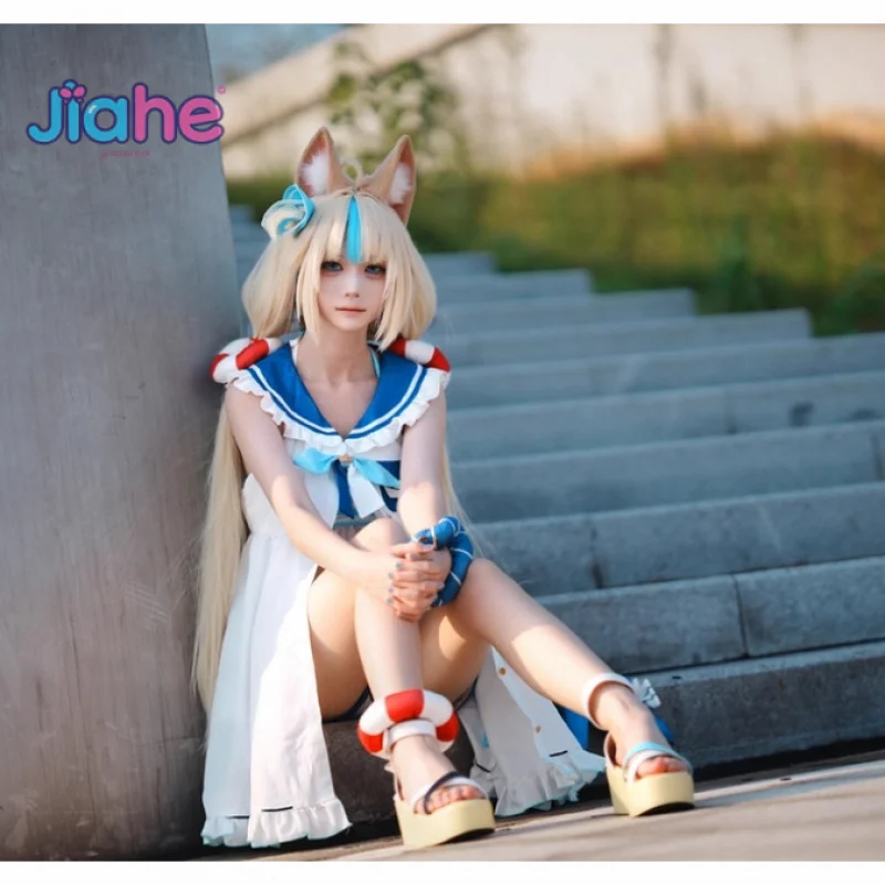 Sameko Saba تأثيري أنيمي Vtuber زي جورا بحار هالوين كرنفال الحلو فتاة JK بحار موحدة الصيف ملابس السباحة الشاطئ