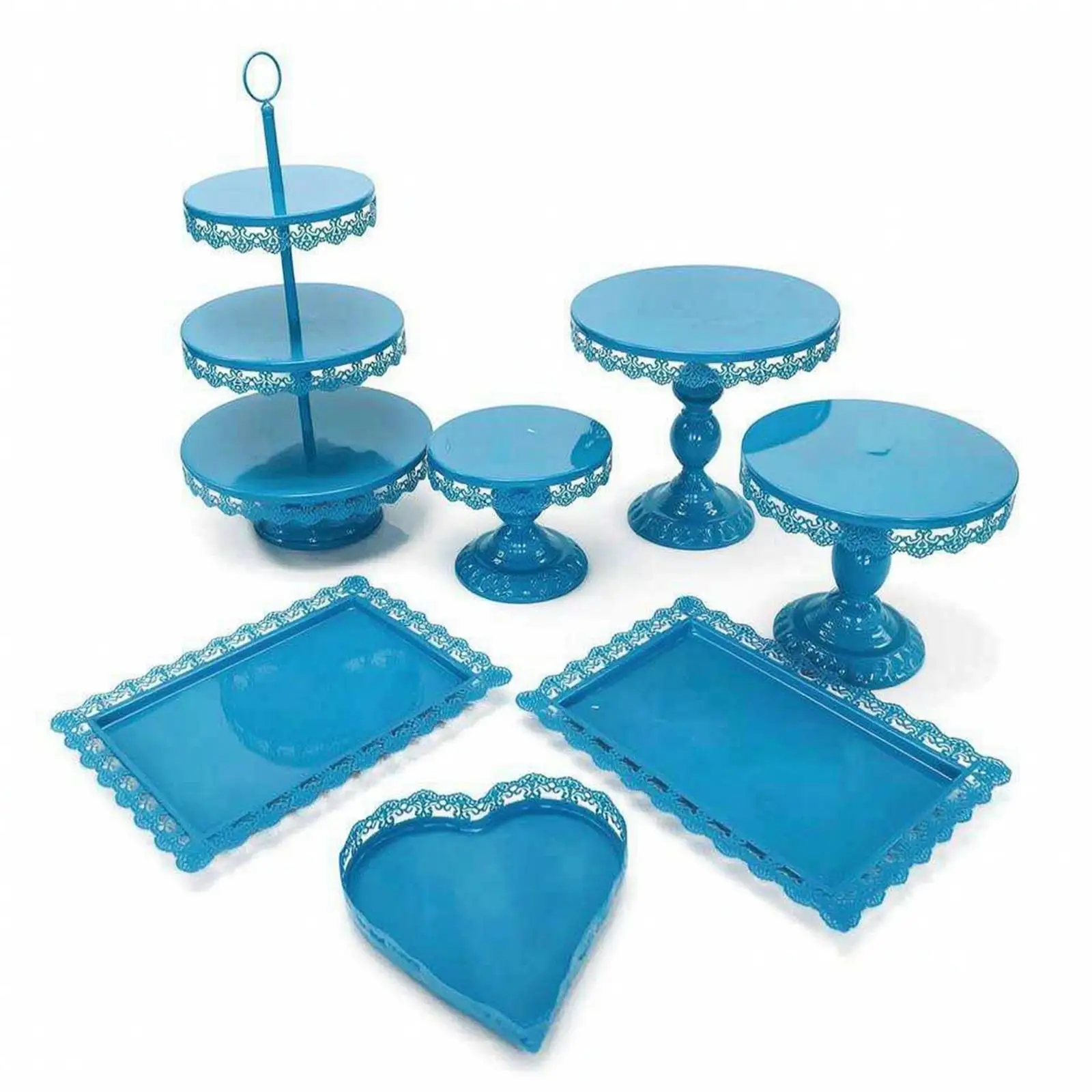 Elegant Wrought Iron Multi Tier Dessert Stand with Lace Edge for Wedding Cake Display and Party Buffet