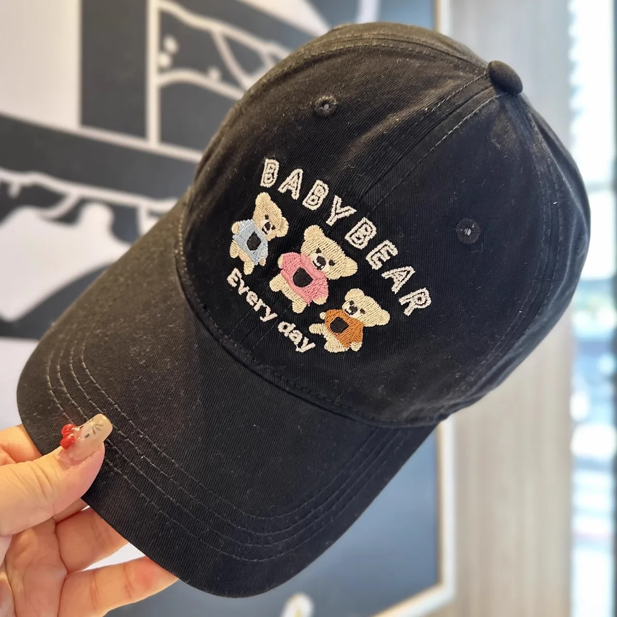 

Cute Embroidery Baseball Cap Three Bears Design Unisex Lightweight Breathable Adjustable Spring Summer Outdoor