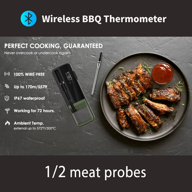 Wireless Food Meat Thermometer Smart Digital Bluetooth BBQ Thermometer For Kitchen Cooking Oven Grill