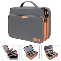 Organizador de accesorios electrónicos multicapa, bolso de almacenamiento con bolsillo frontal, organizador de cables de viaje de gran capacidad para iPad