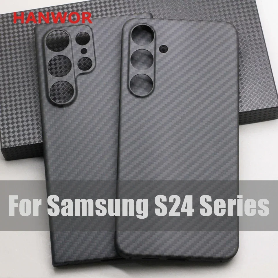 

HANWOR Carbon Fiber Case for Samsung Galaxy S24 Plus Ultra Cases 600D Ultra-thin Aramid Fiber Lens Protection Galaxy S24 Cover