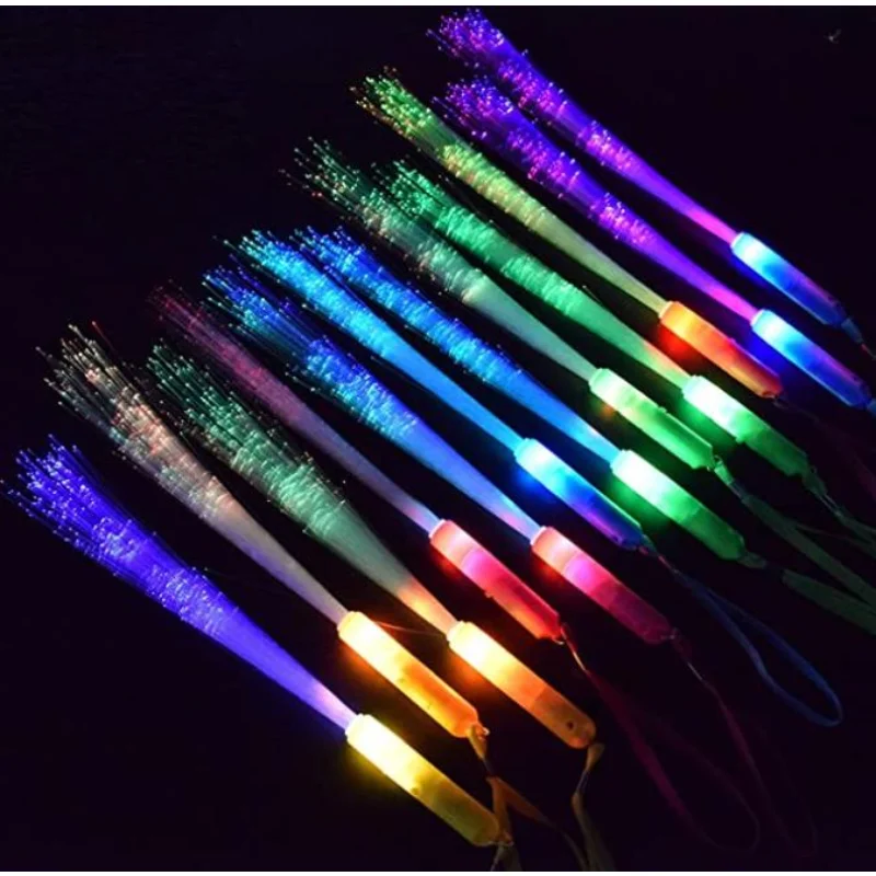 LED Light Up Fiber Optic Wands Glow Sticks Flashing Concerts Rave Colorful Flashing Concert with Strap LED Light Up Shows Toys