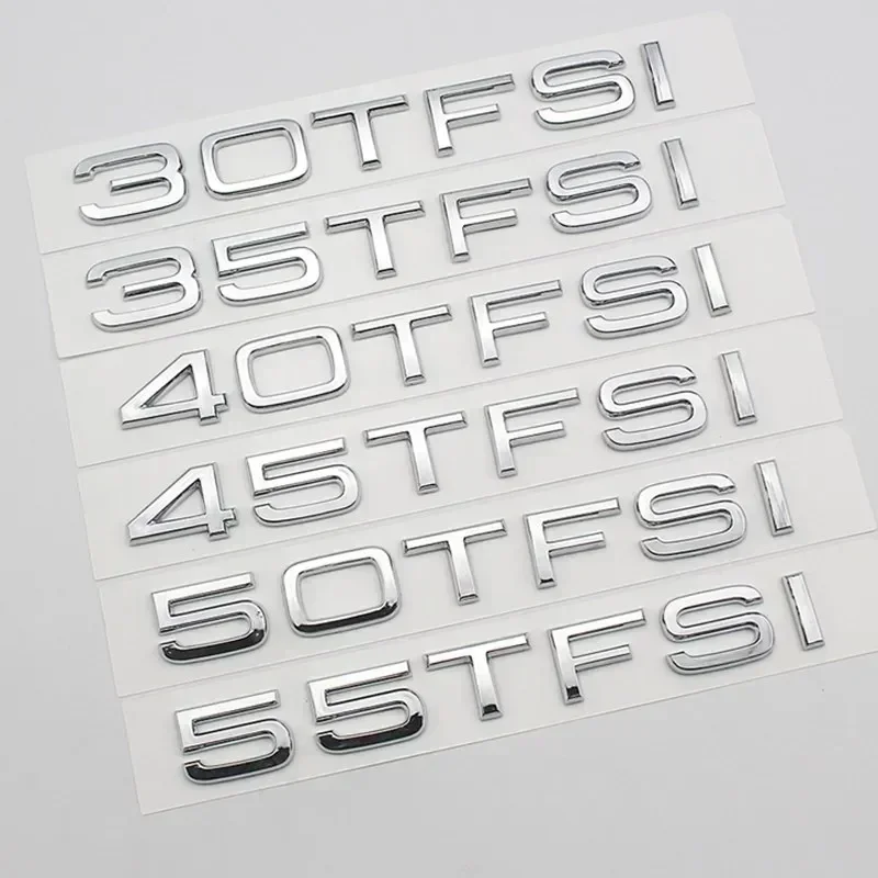 Chrome ABS 30TFSI 35TFSI 40TFSI 45TFSI 50TFSI 55 TFSI Emblem Sticker Rear Trunk Badge Decal for A3 A4 A5 A6 A7 A8 Q3 Q5 Q7