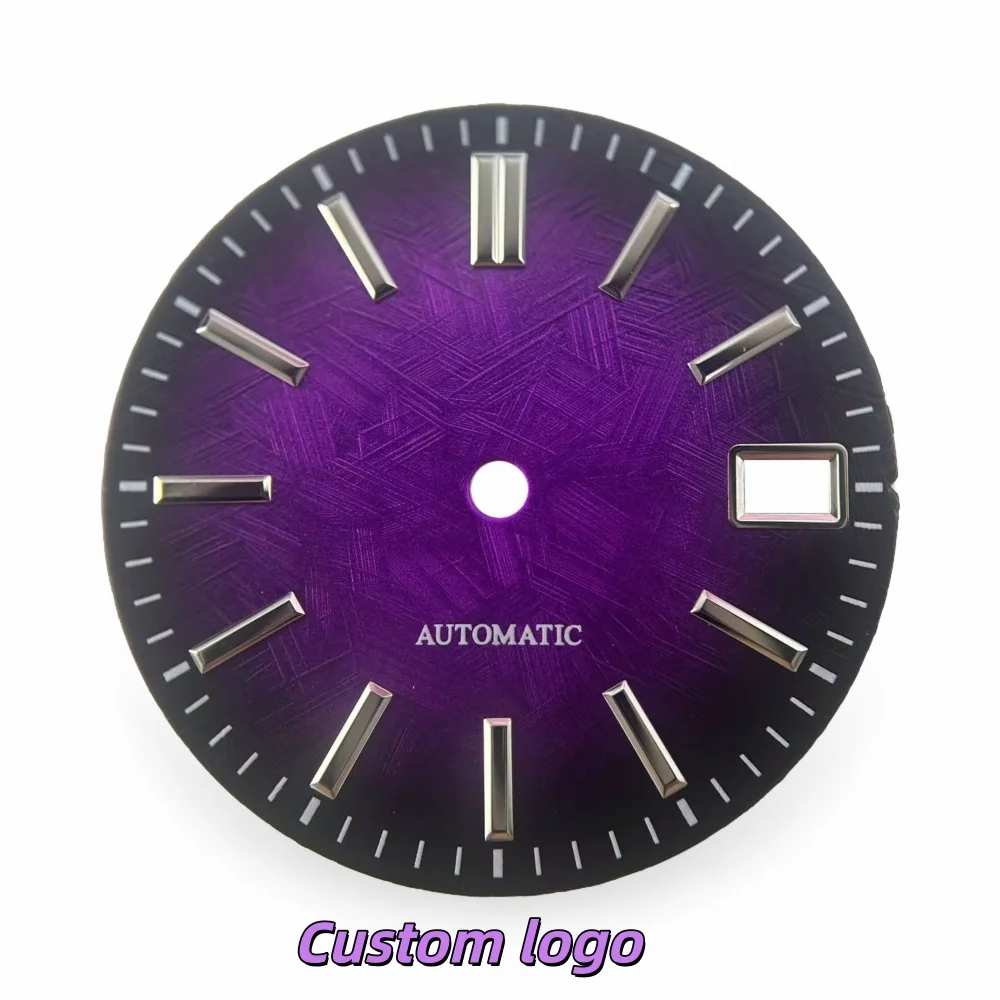 28.5mm Gradient Scratch Pattern Watch Dial for NH35 NH36 Movement Custom Logo Date Window Watch Parts