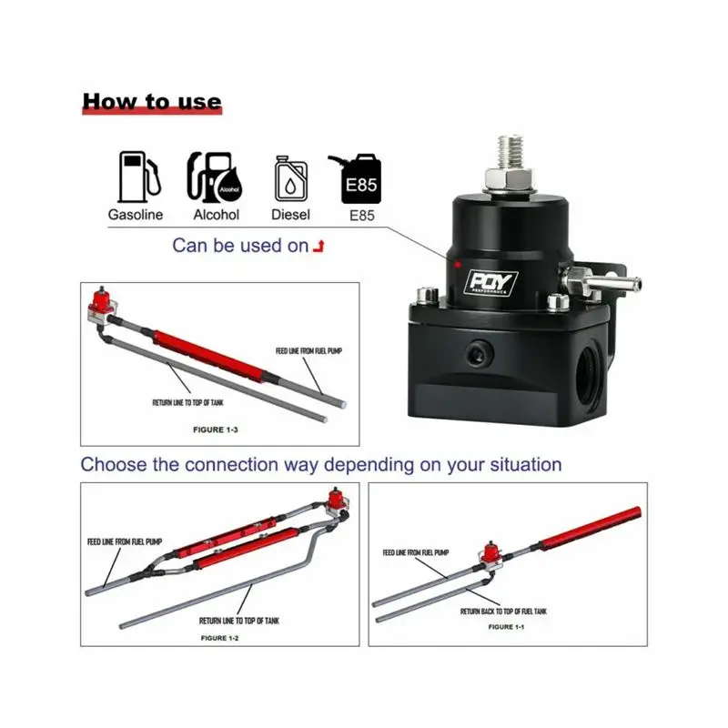 ABRE-AN8/8/6 Fuel Inject Regulator With Boost Gauge High Pressure 8AN BLACK