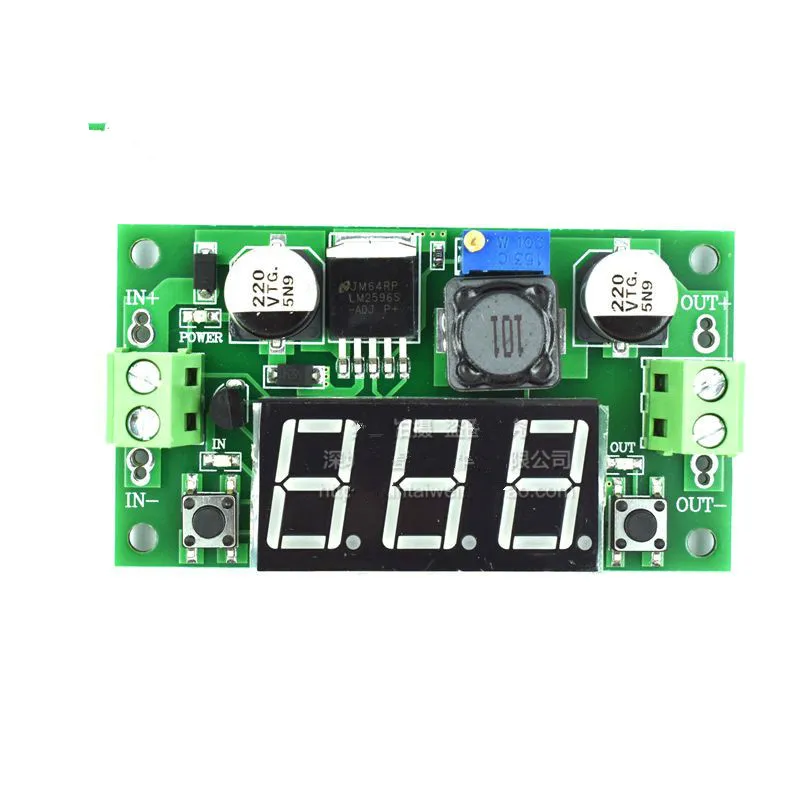 Módulo reductor de alta potencia LM2596, regulador de voltaje ajustable, DC-DC, módulo de fuente de alimentación con pantalla de voltaje digital