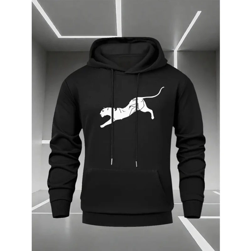 

Мужская повседневная спортивная толстовка с капюшоном, удобная дышащая шнуровка с принтом, передний карман-кенгуру, идеально подходит для всех