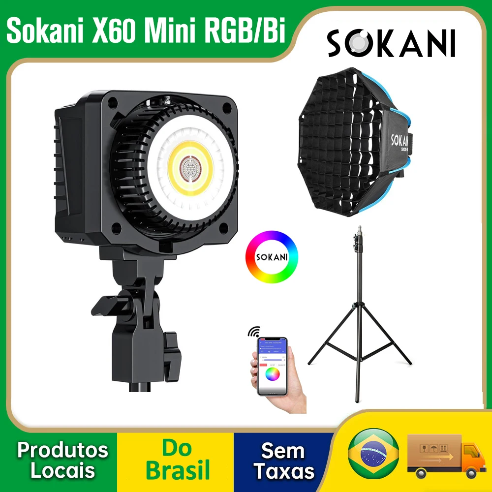 Sokani X60 Mini RGB Bicolor 60W LED Video Light Bowens Mount for Photography Video Recording Outdoor Shooting APP Control