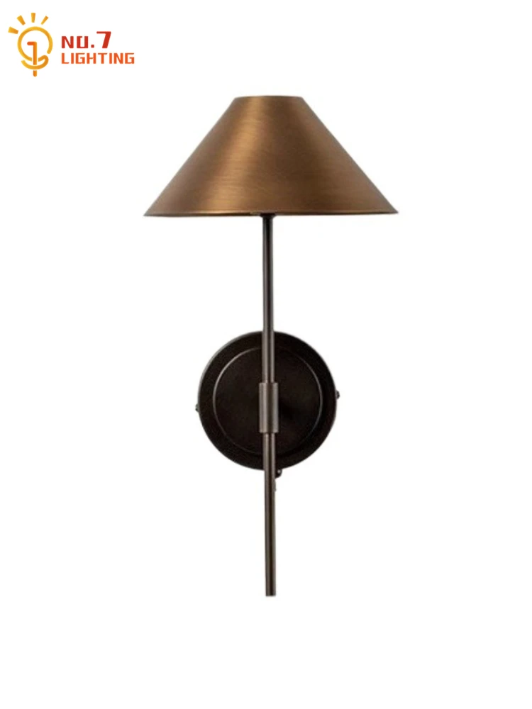 

American Vintage Copper Wall Lamp with Switch LED E27 Nordic Modern Minimalist Designer Wall Mounted Living Room Bedroom Bedside