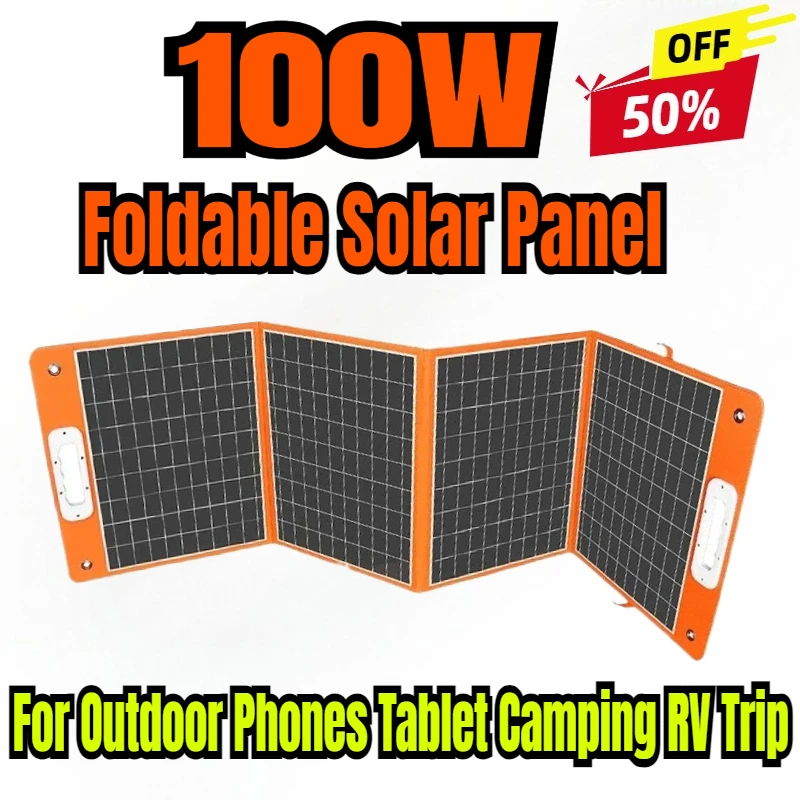 

100W Foldable Solar Panel Portable Solar Charger DC Output PD Type-c QC3.0 Emergency for Outdoor Phones Tablet Camping RV Trip