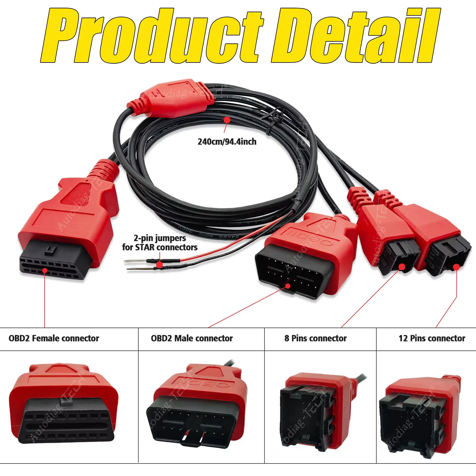 لكرايسلر/JEEP/دودج المركبات التلقائي obd2 الماسح الضوئي موصل كابل ل FCA 12 + 8 دبوس obd2 كابل التشخيص ل Xtool الماسح الضوئي