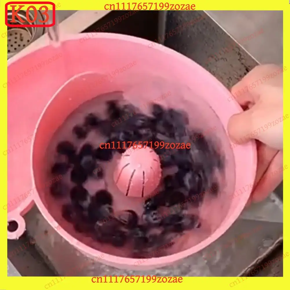 LK Automatic Vegetable Fruit Washer Berry Spinner Bowl with Strainer Multipurpose Rinse Drain Basket for Kitchen Sink