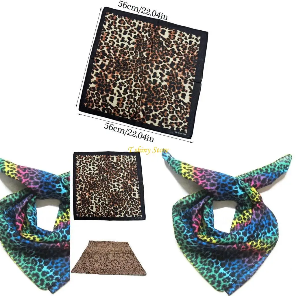 N58F Popular Leopard Print Bandana Street Wear Headwrap Hiphop Head Scarf Daily Use