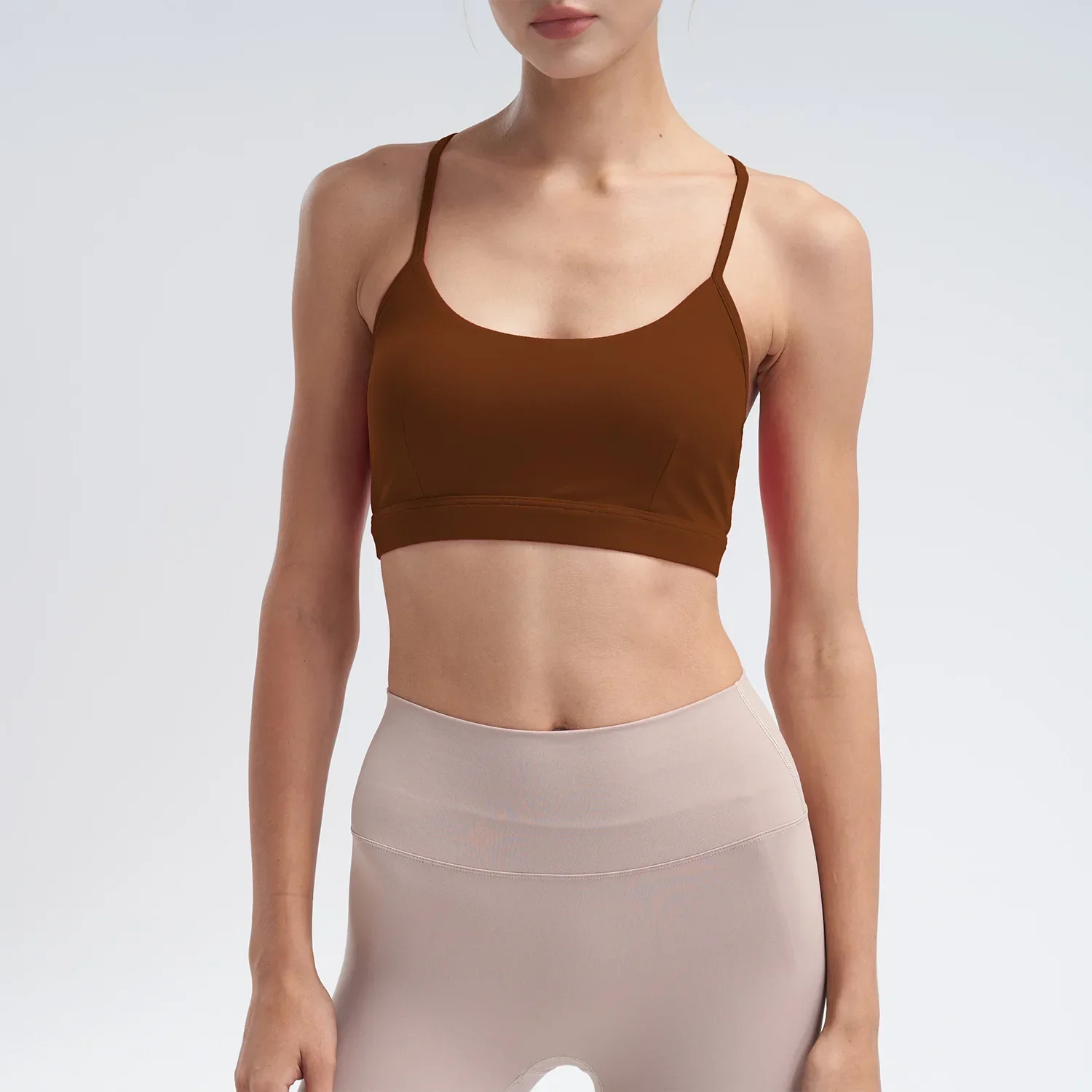 Summer Shiny Fabric Yoga Suit Top Women's Adjustable Nude Sports Vest Chest Pad Beautiful Back Sports Bra