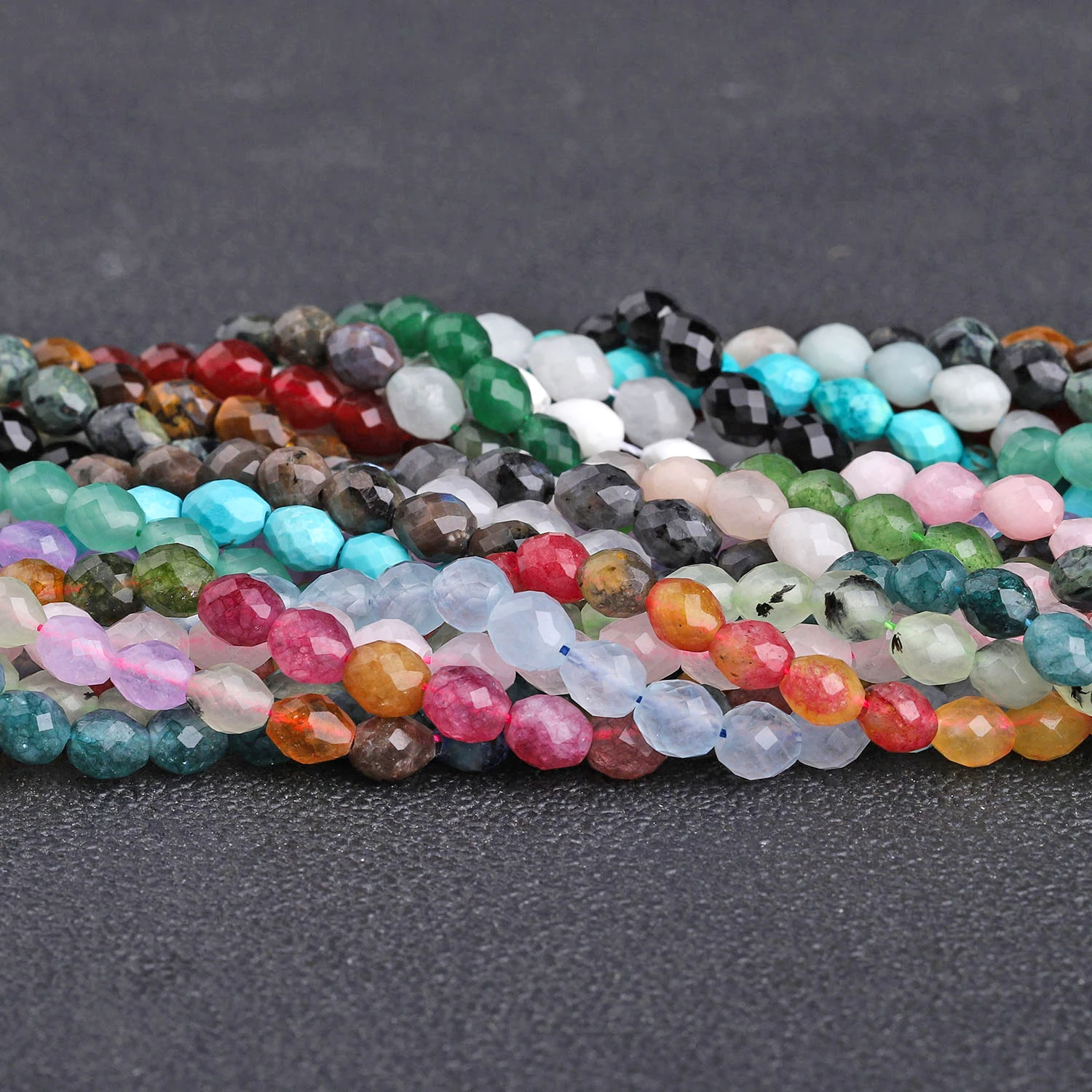 Natural Amazonite Tourquoise Howlite Rose Quartz Stone Beads Faceted 5x6mm Oval Shape Beads for Jewelry Making Accessories