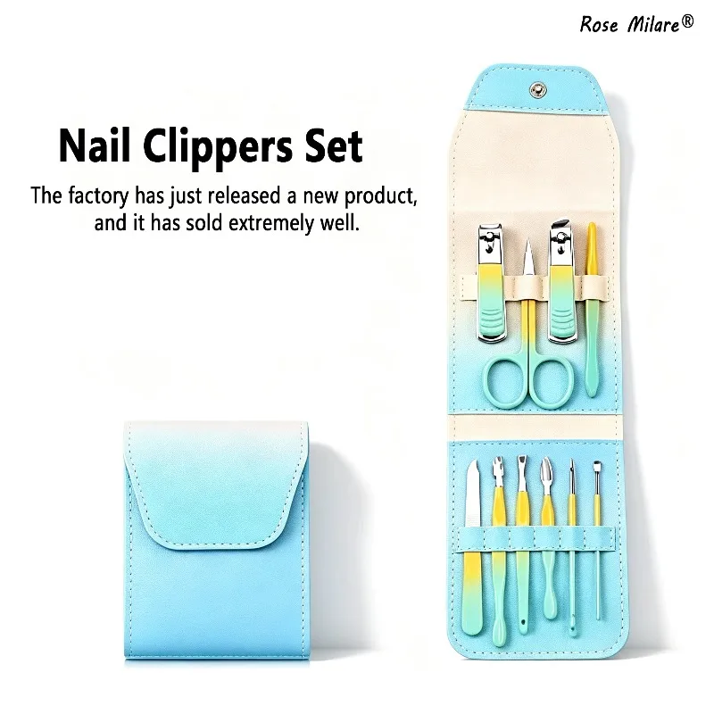 10PCS Heavy Duty Nail Clipper Set Stainless Steel Manicure Pedicure Kit for Thick Nails with Travel Pouch Efficient Beauty Tool
