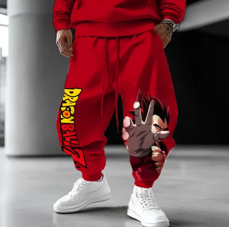 سراويل طويلة فضفاضة من القطن الخالص مطبوعة بشخصية الرسوم المتحركة Dragon Ball لكل من الرجال والنساء، سراويل طويلة من الصوف للخريف والشتاء #4