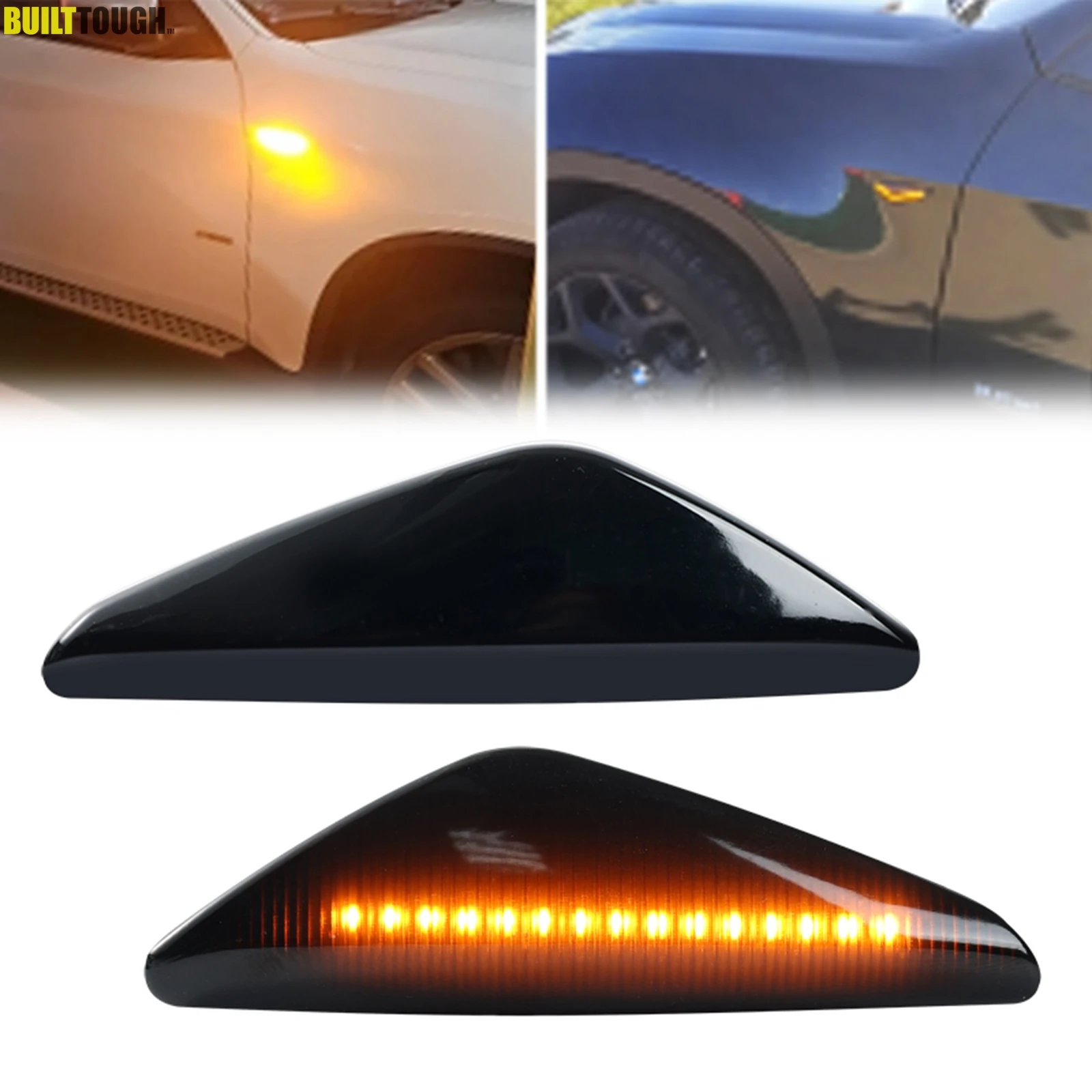 2x 12V 3000K Flowing Side Repeater Lamp Dynamic LED Side Marker Light Panel Lamp Canbus Error Free For BMW X3 F25 X5 E70 X6 E71