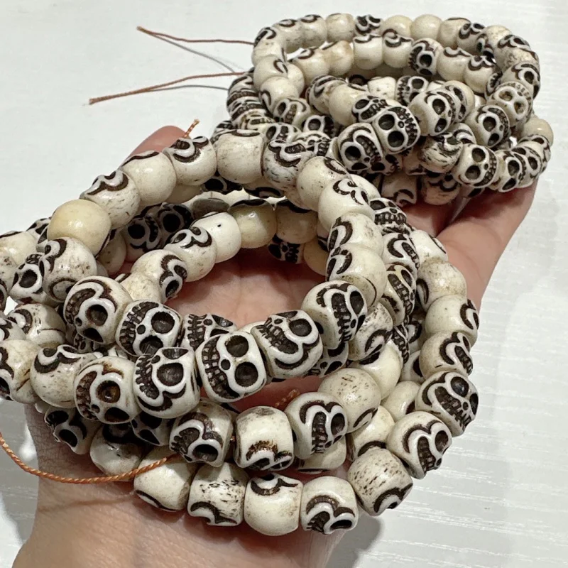 Wholesale Tibetan Camel Bone Carved Skull Beads Bracelet for Men and Women Accessories Ornaments Random Delivery