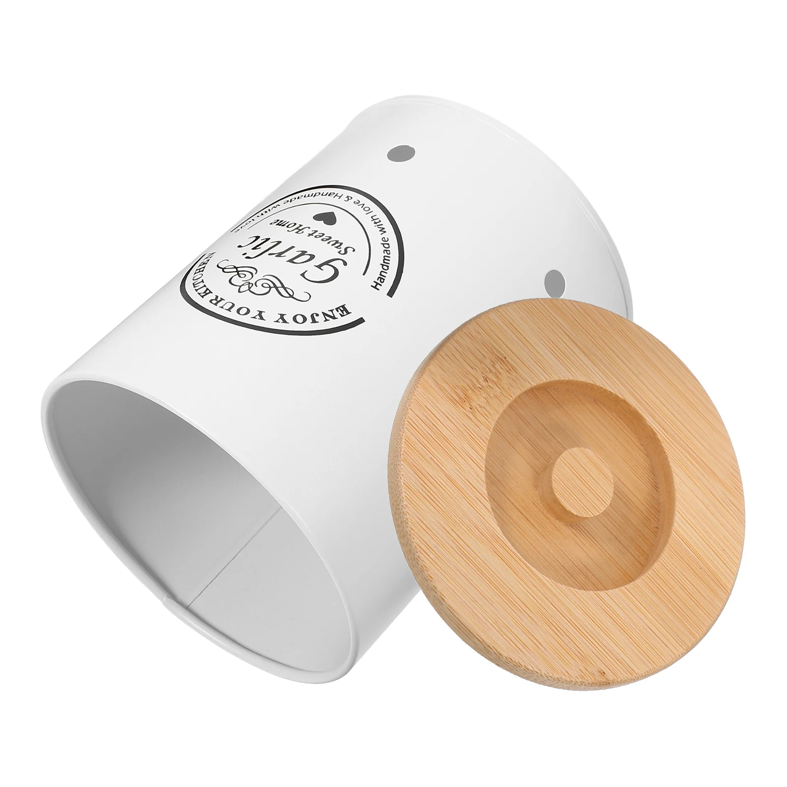 

Garlic Bucket Creative Garlic Holder Container Bamboo Lid Practical Onion Potato Organizer Ginger Container