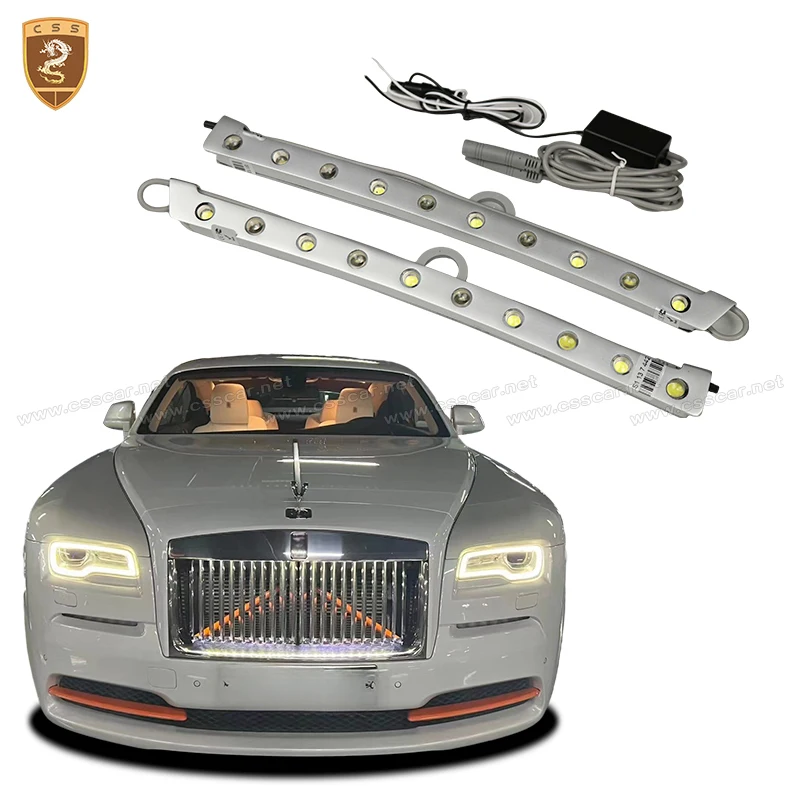 2Pcs Universal Car Front Bumper Center Racing Mesh Grill LED Strip Light For Rolls-Royce Daytime Running Lamp