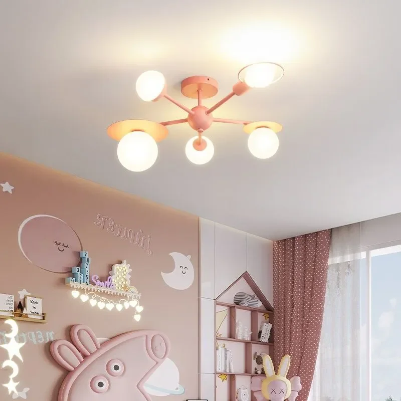 Modern Multi Heads Macaron Led Pendant Lights Dining Table Chandeliers Study Bedroom Lamps Children Room Happy Star Illumination