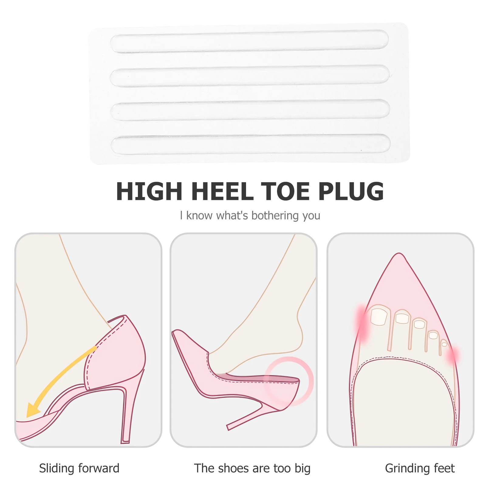 

4 pcs Thin Clear Sandal Stickers Adhesive Tape Cushion for Women High Heels Prevent Slipping Comfortable Invisible Great
