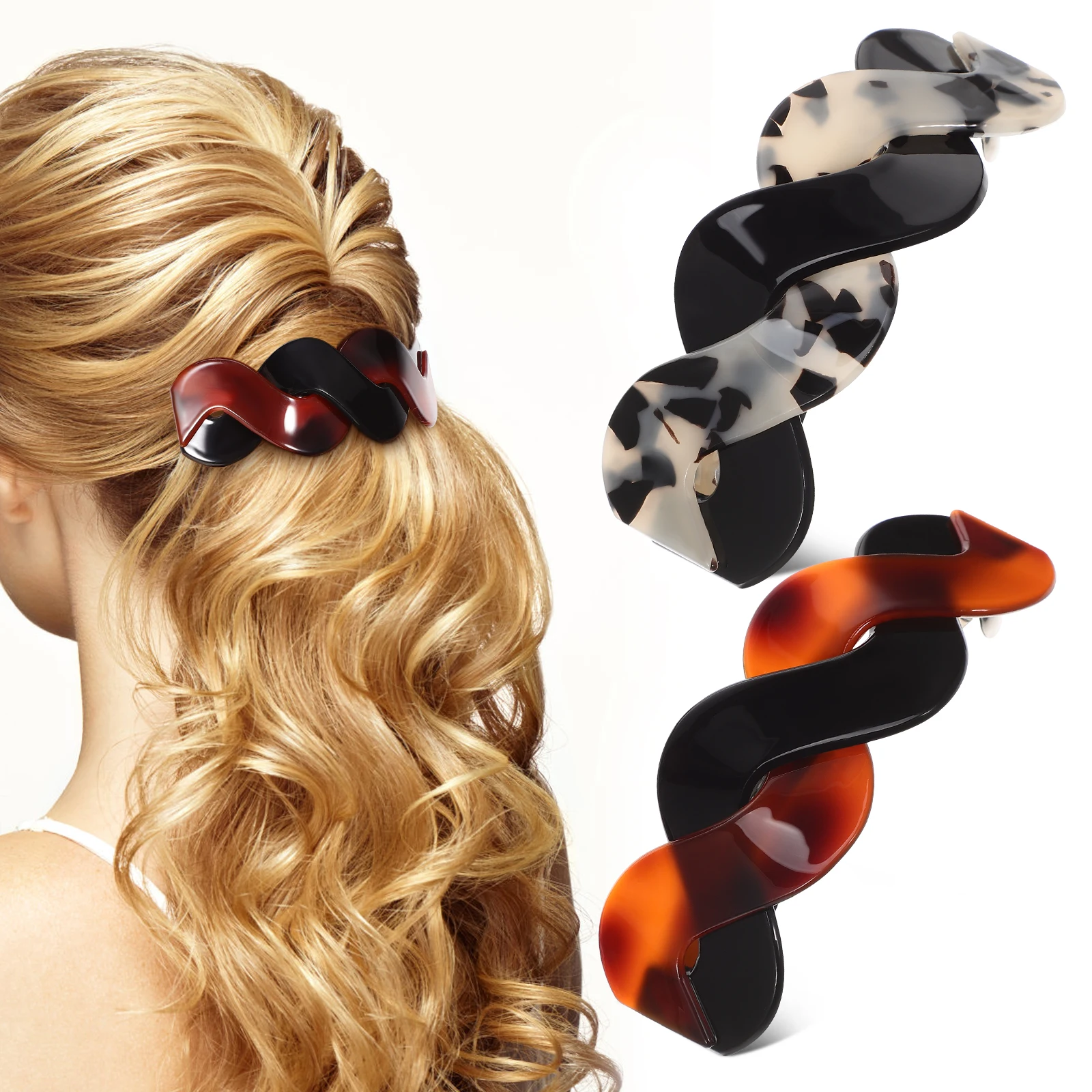 

2pcs French Clips Flat Barrettes For Thick Large Snap Clips Half Up Half Down Style Hair Accessories Women'S Hair Pins Styling