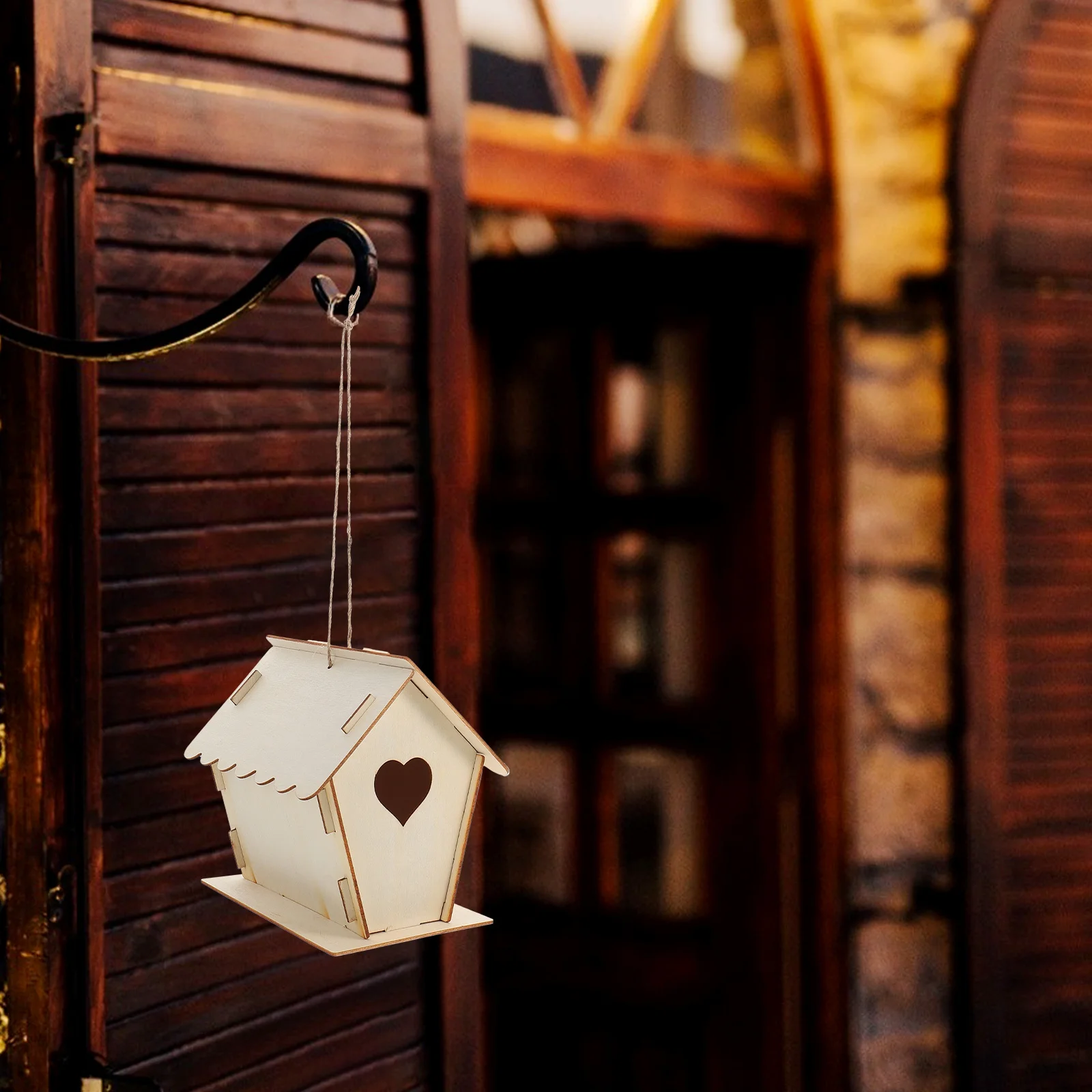 مجموعتان من أدوات ألغاز خشبية لبيت الطيور DIY مجموعة حرفية غير مكتملة للأطفال لوحة ديكور قلادة معلقة حلية حديقة المنزل وعيد الميلاد #3