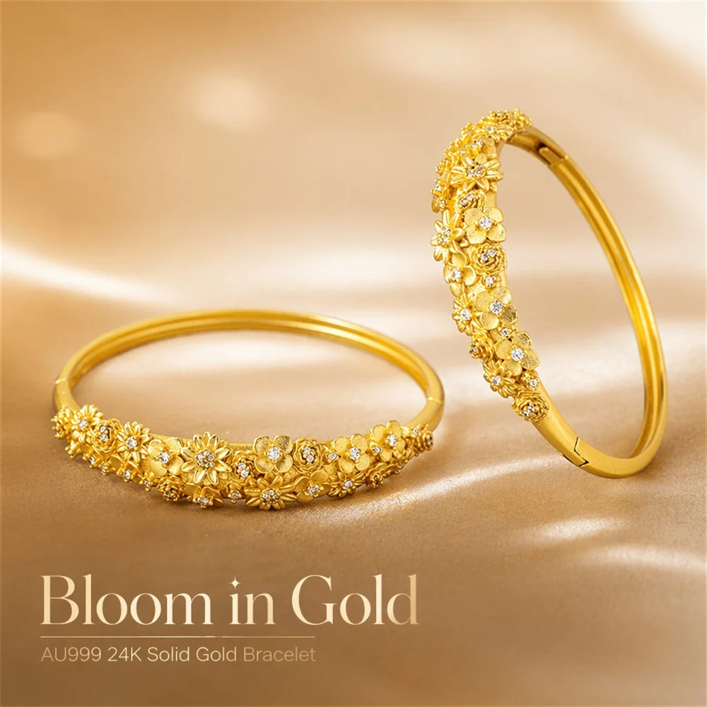 au999-24k-solid-women-3d-clustered-floral-micro-paved-zircon-hinged-clasp-gold-bangle-bridal-best-friend-wedding-valentine-gift