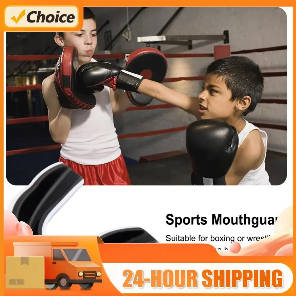 Kids Boxing Gum Shield with Storage Case Mouth Guard Double Colored Sports Mouth Guard for Boxing MMA Kickboxing Muay Thai