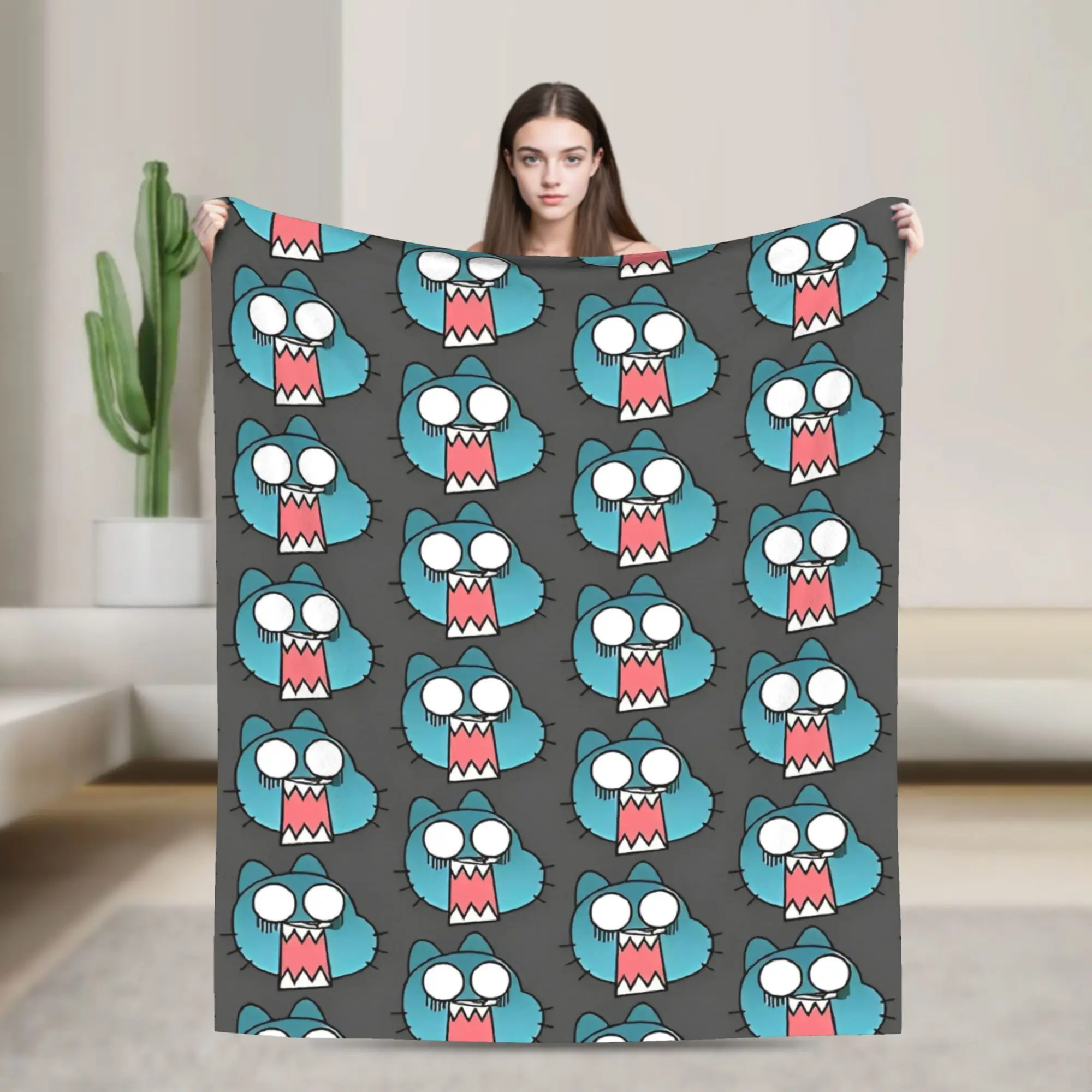 Gumballs Flannel Blanket Cute Cartoon Comedy Fashion Throw Blankets for Home 150*125cm Plush Thin Quilt,